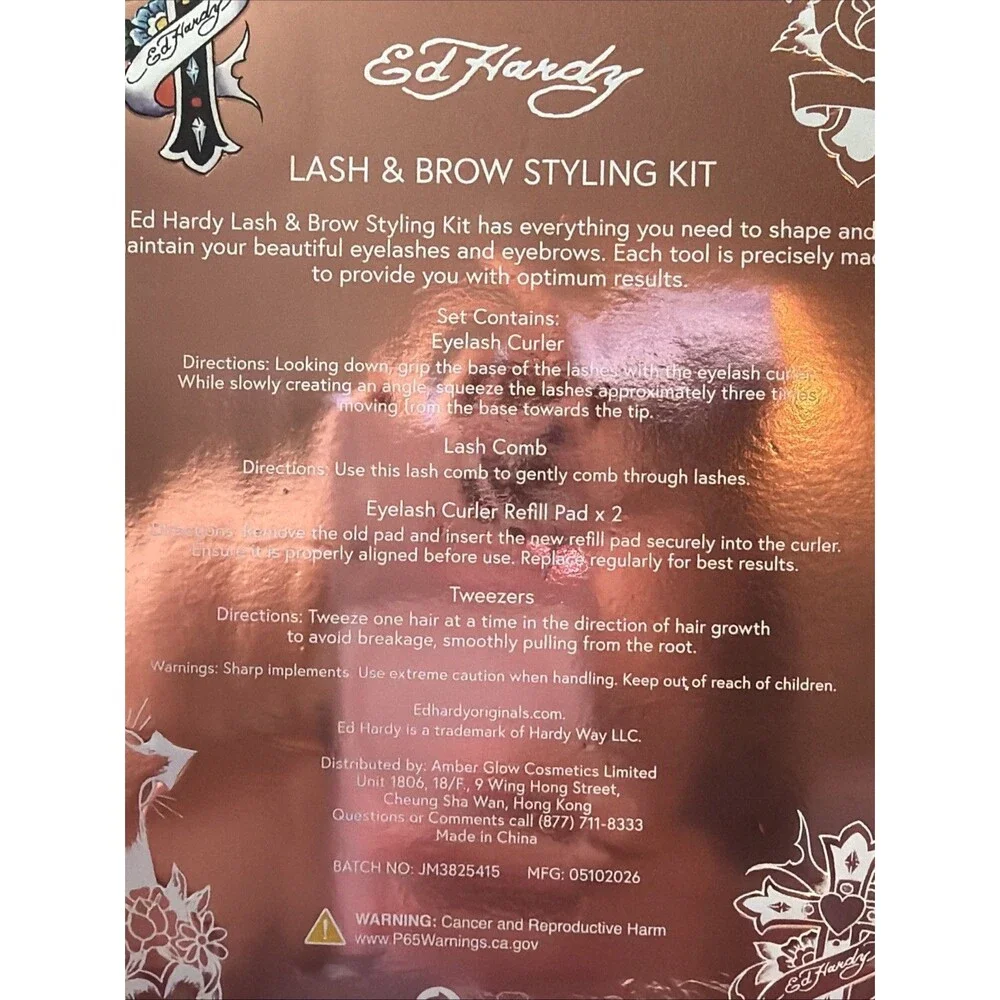 Ed Hardy Rose Gold Lash & Brow Styling Tool Kit New In Package